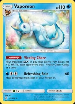 Vaporeon card in English