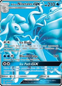 Alolan Ninetales GX card in English