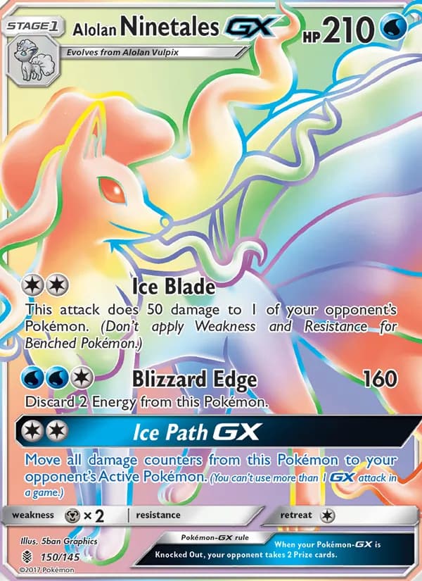Alolan Ninetales GX card in English