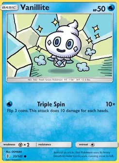Vanillite card in English