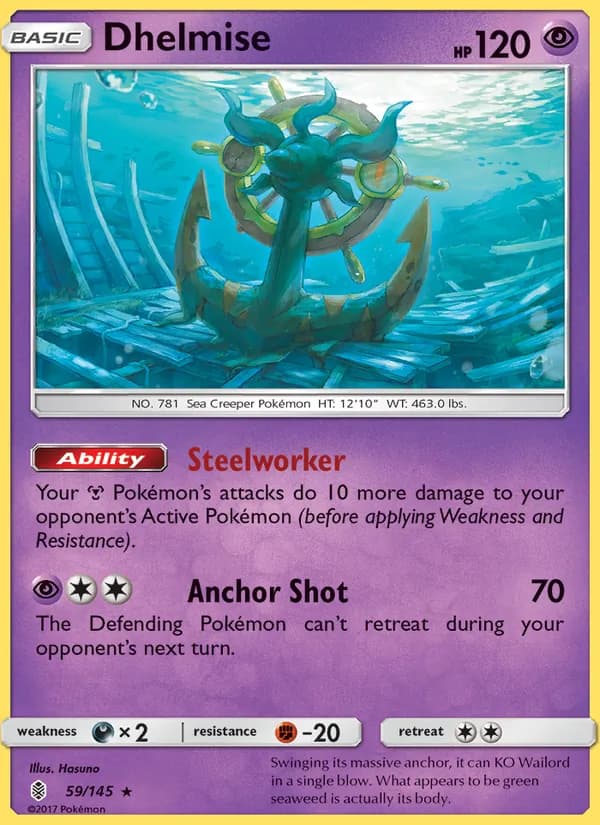 Dhelmise card in English