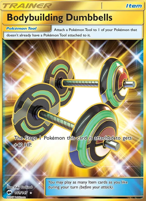 Bodybuilding Dumbbells card in English