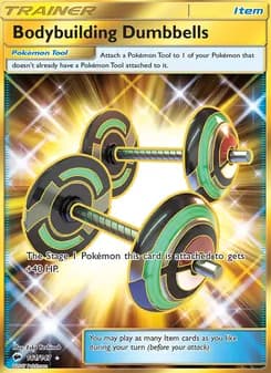 Bodybuilding Dumbbells card in English