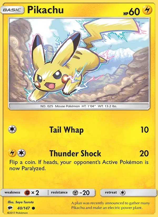 Pikachu card in English
