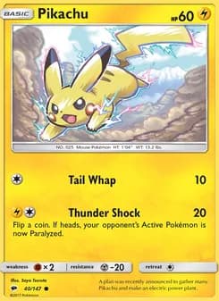 Pikachu card in English