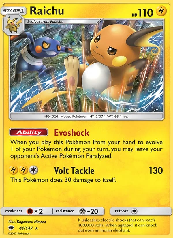 Raichu card in English