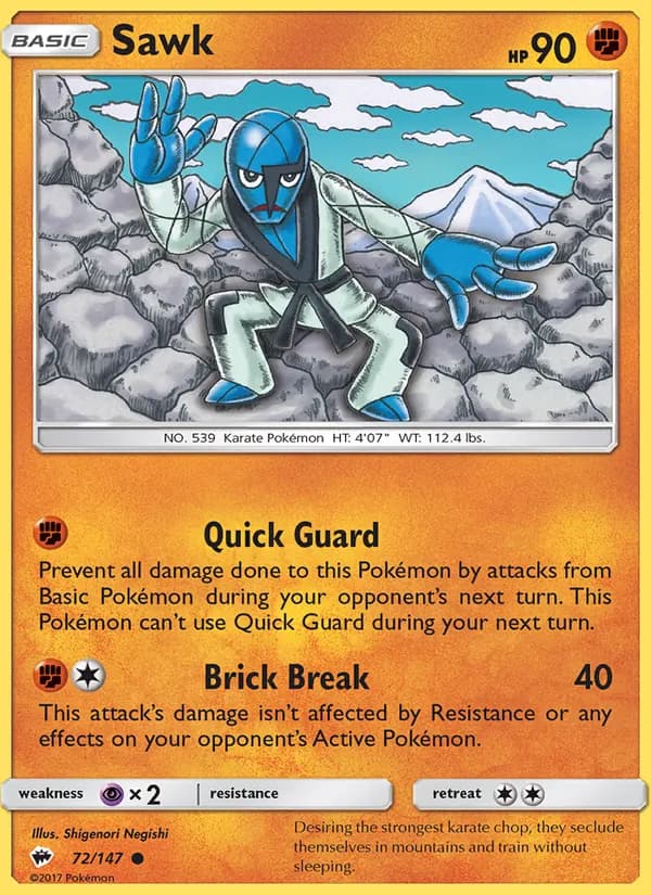 Sawk card in English