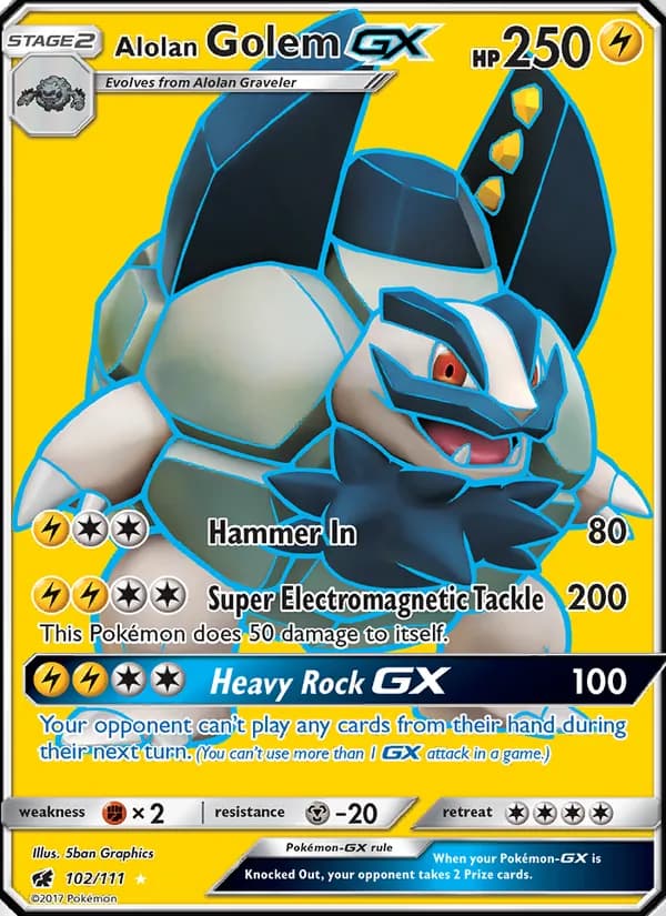 Alolan Golem GX card in English