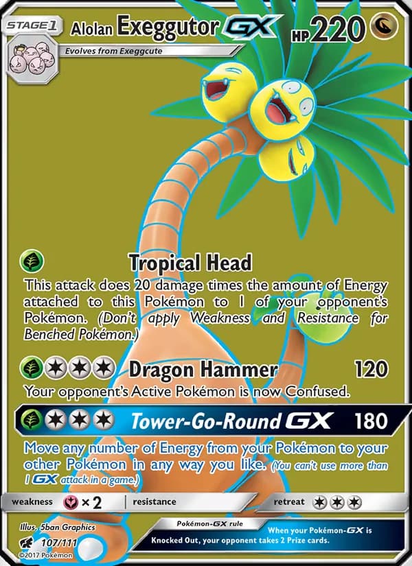 Alolan Exeggutor GX card in English