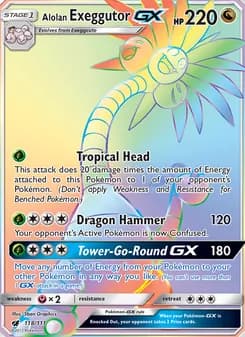 Alolan Exeggutor GX card in English