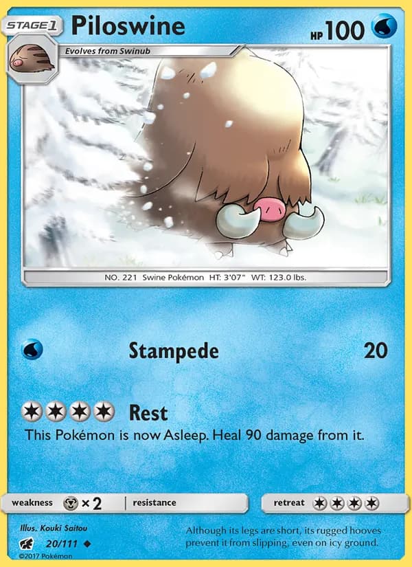 Piloswine card in English