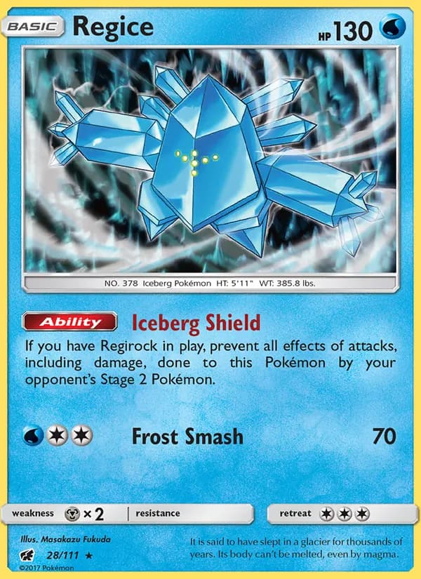 Regice card in English
