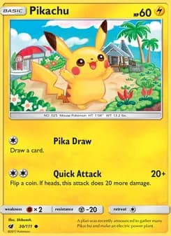 Pikachu card in English