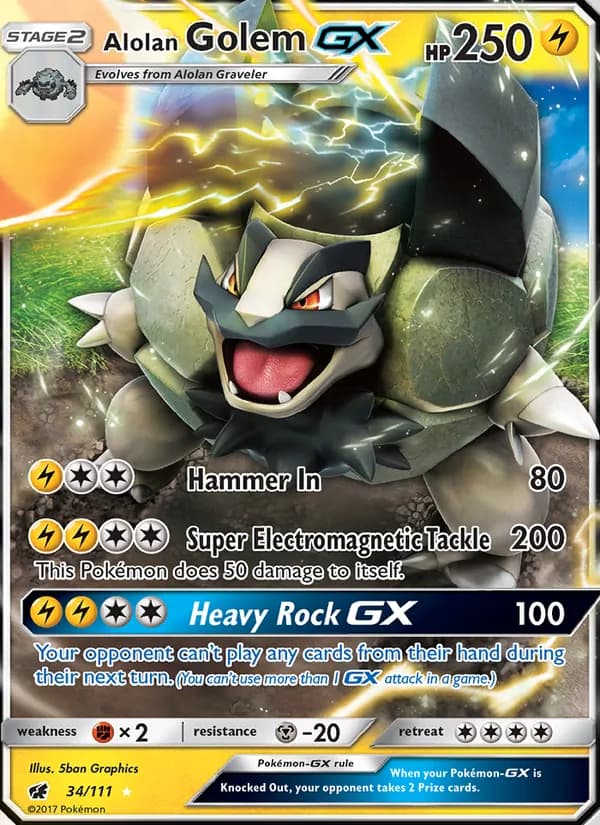 Alolan Golem GX card in English