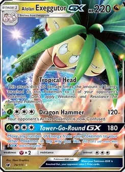 Alolan Exeggutor GX card in English
