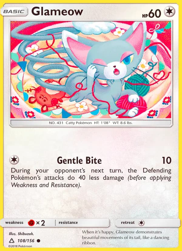 Glameow card in English