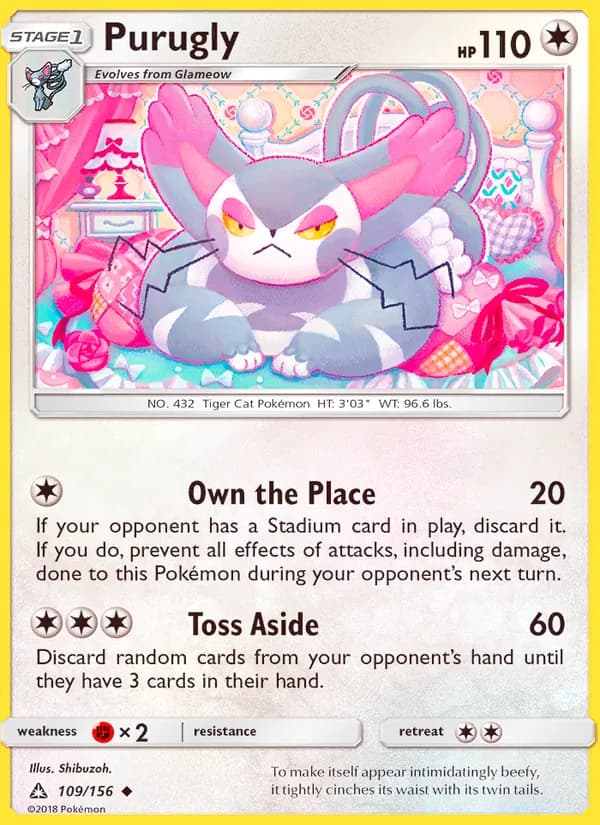 Purugly card in English