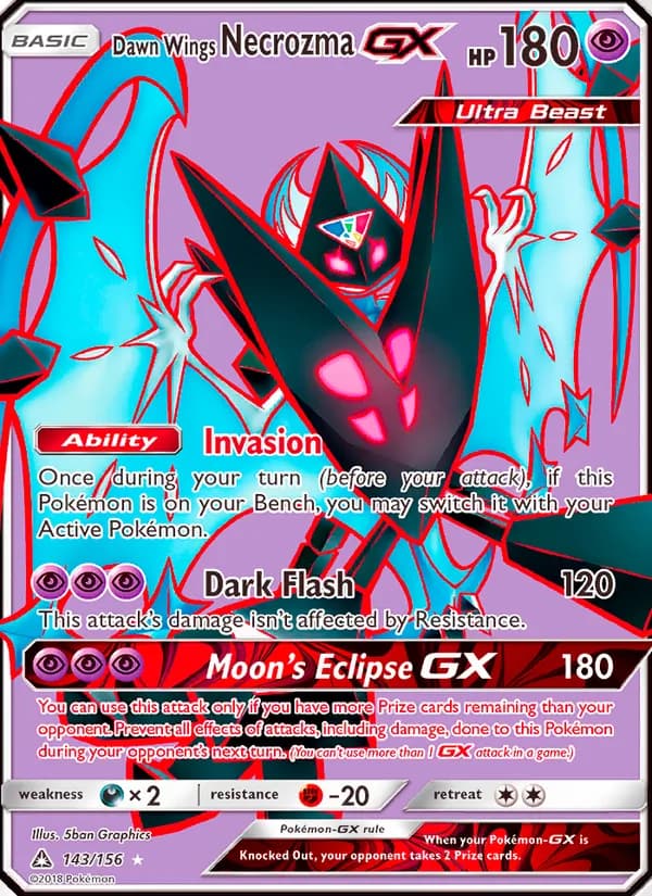 Dawn Wings Necrozma GX card in English