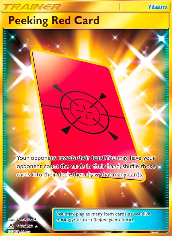Peeking Red Card card in English