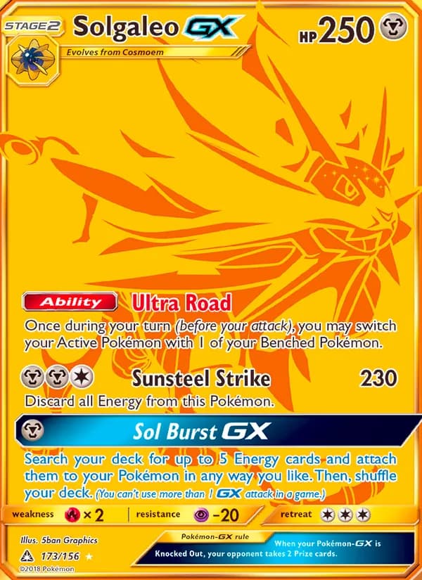 Solgaleo GX card in English