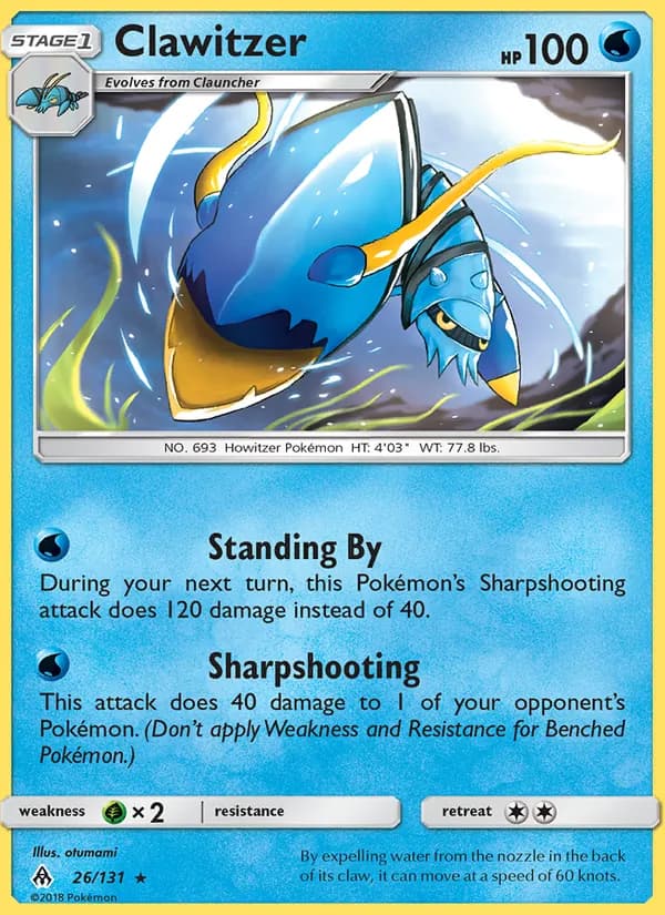 Clawitzer card in English