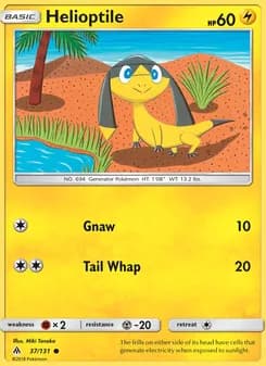 Helioptile card in English