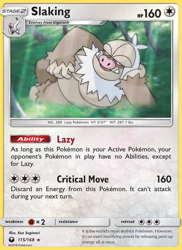 Slaking card in English