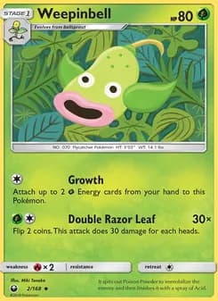 Weepinbell card in English