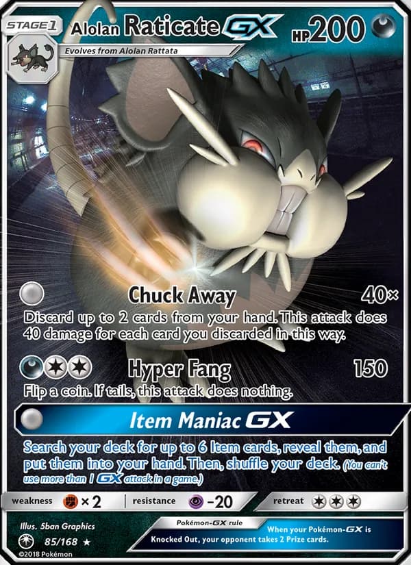 Alolan Raticate GX card in English