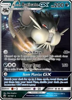 Alolan Raticate GX card in English