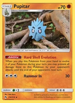 Pupitar card in English