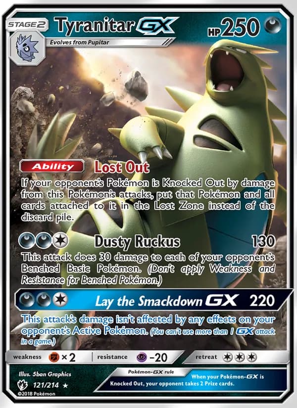 Tyranitar GX card in English
