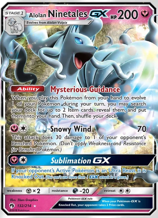 Alolan Ninetales GX card in English