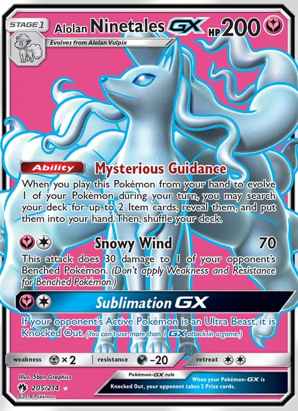 Alolan Ninetales GX card in English