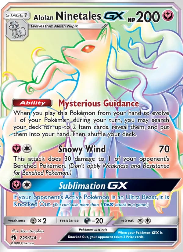 Alolan Ninetales GX card in English