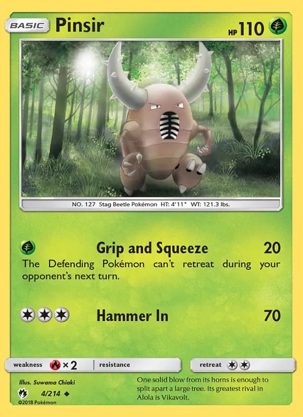 Pinsir card in English
