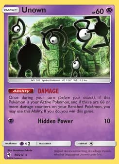 Unown card in English