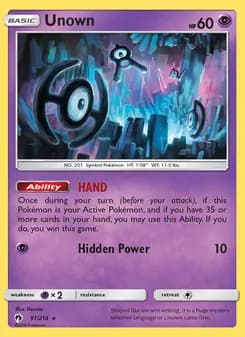 Unown card in English