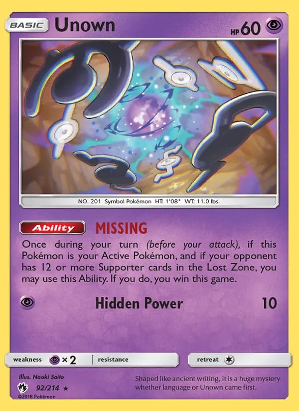 Unown card in English