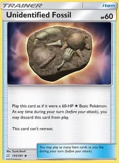 Unidentified Fossil card in English