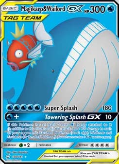Magikarp & Wailord GX card in English