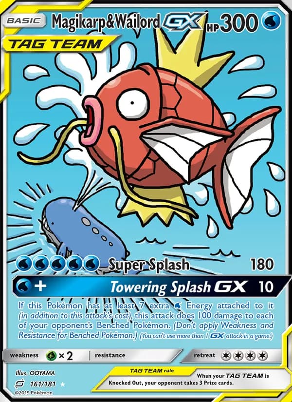 Magikarp & Wailord GX card in English