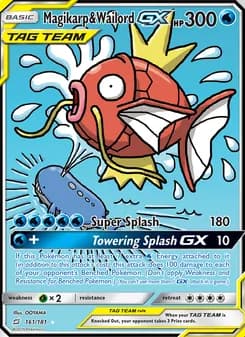 Magikarp & Wailord GX card in English