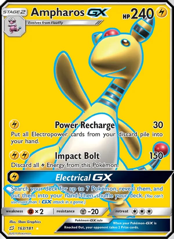 Ampharos GX card in English