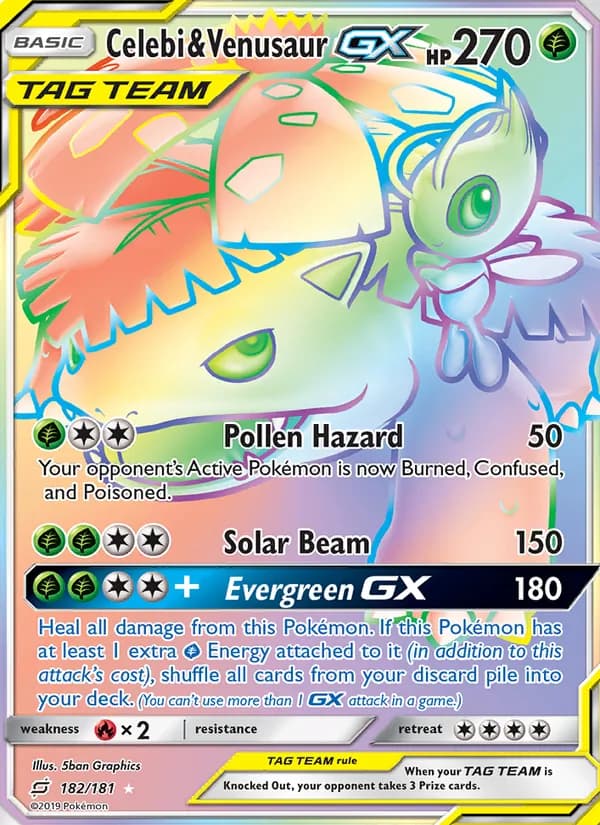 Celebi & Venusaur GX card in English
