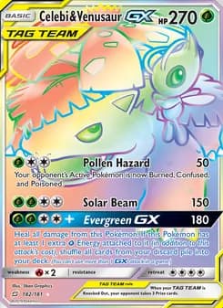 Celebi & Venusaur GX card in English