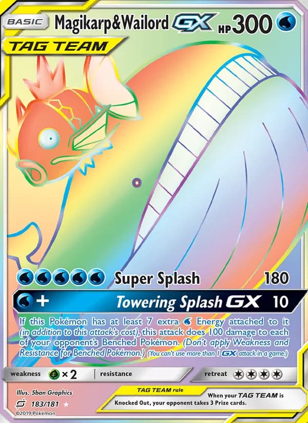 Magikarp & Wailord GX card in English