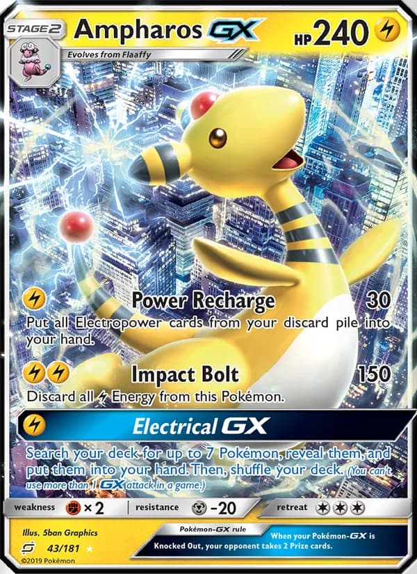 Ampharos GX card in English