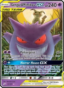 Gengar & Mimikyu GX card in English