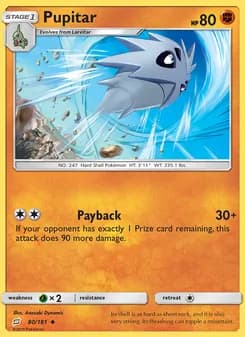 Pupitar card in English
